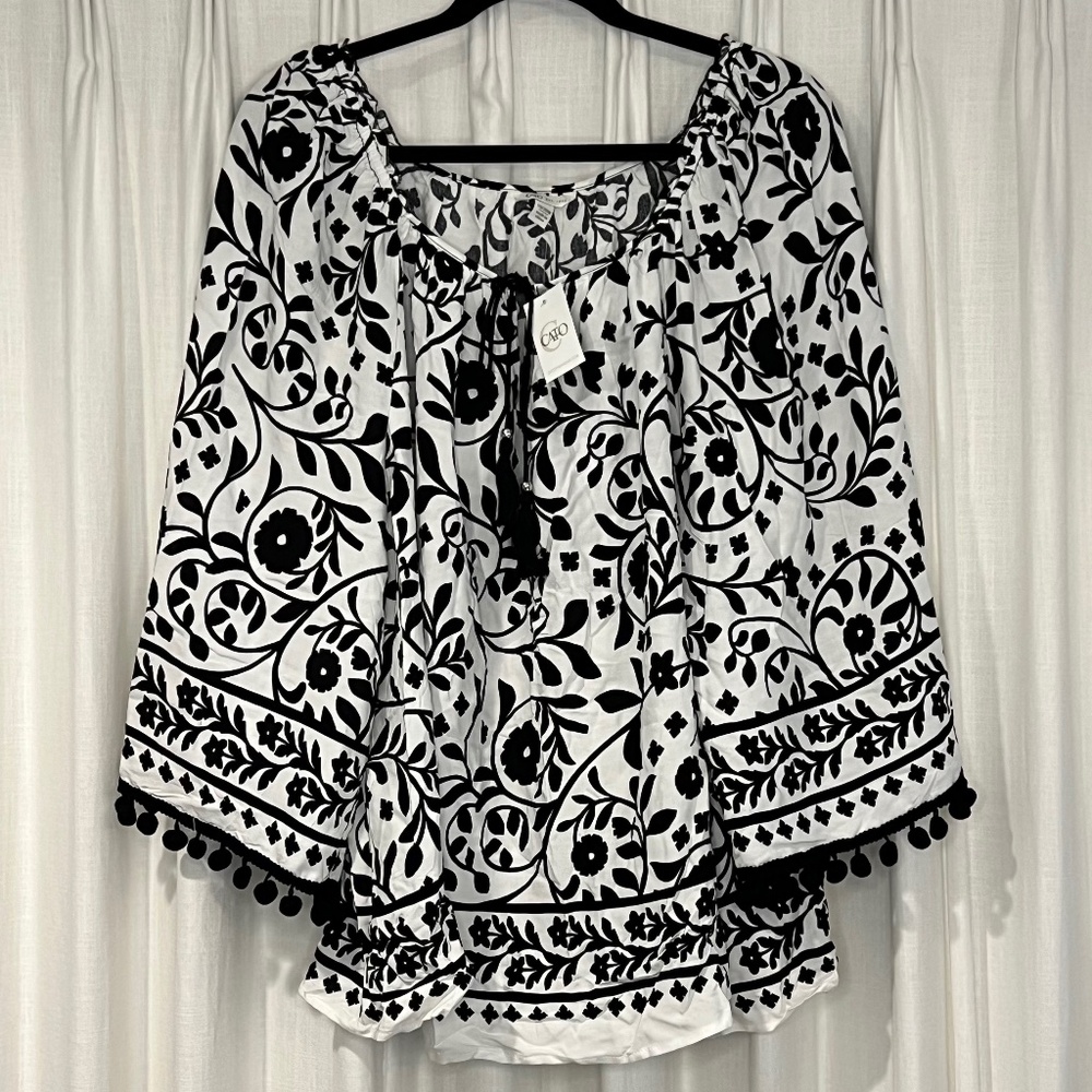 Cato Black and White Floral Tunic